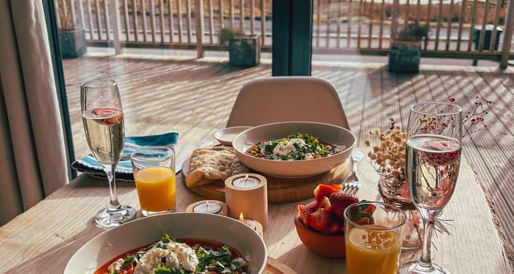 Elegant breakfast with scenic view