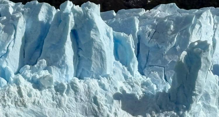 Close-up of ice formations on a glacier.