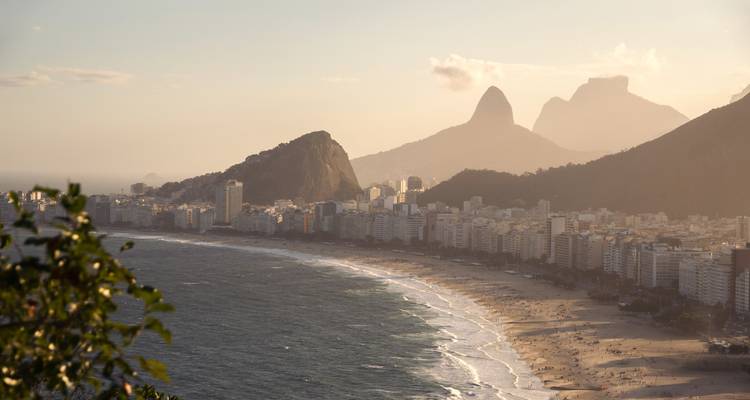 View of Copacabana Beach at sunset