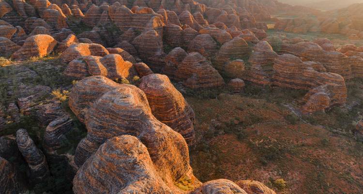 Luftaufnahme der Bungle Bungle Range Formationen.
