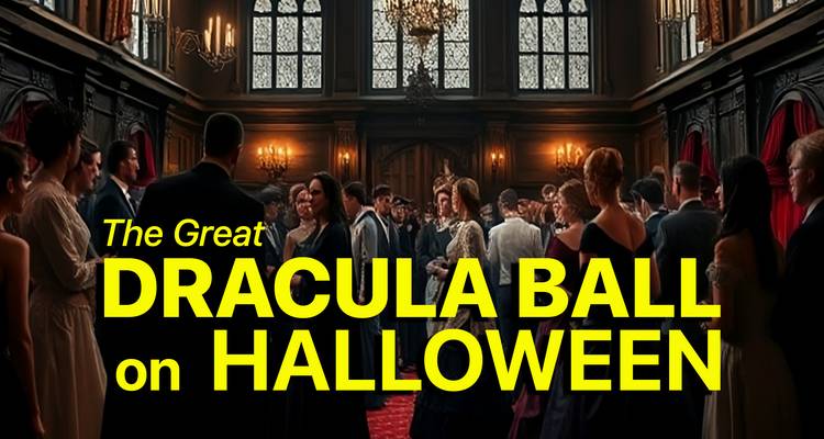 Reunión interior elegante con superposición de texto grande.