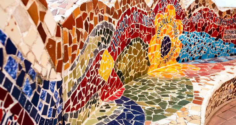 Colorful mosaic tile artwork.