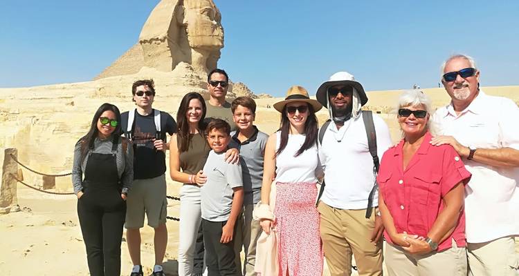 Group of tourists with the Sphinx in the background