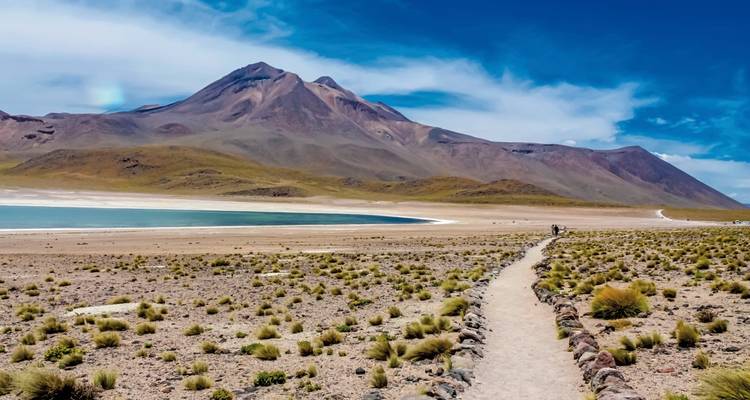 Vaste paysage désertique avec montagnes et ciel bleu dégagé.