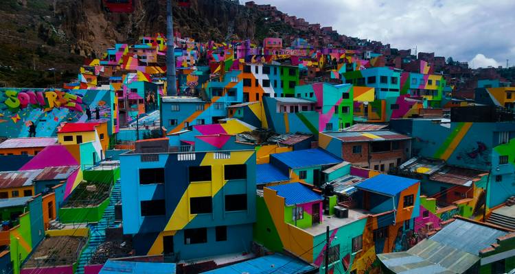 Colorful houses on a hillside.