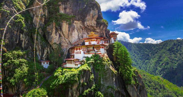 Tiger's Nest Kloster auf einer Klippe in Bhutan gelegen.
