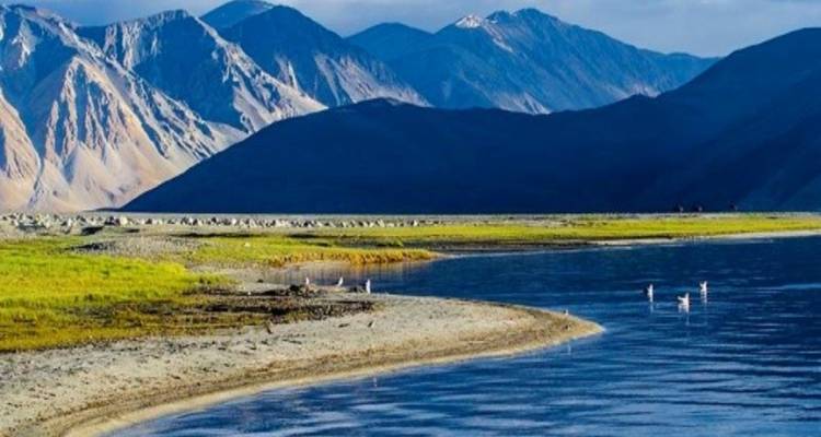 Landscape of a lake with mountains in the background, showcasing a serene environment.