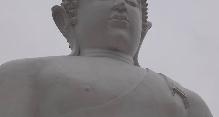 Close-up of a large Buddha statue.