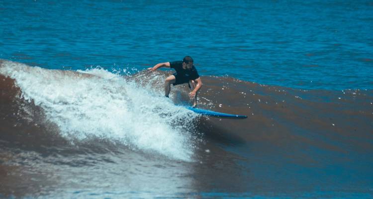 Surfista montando una ola en el océano.