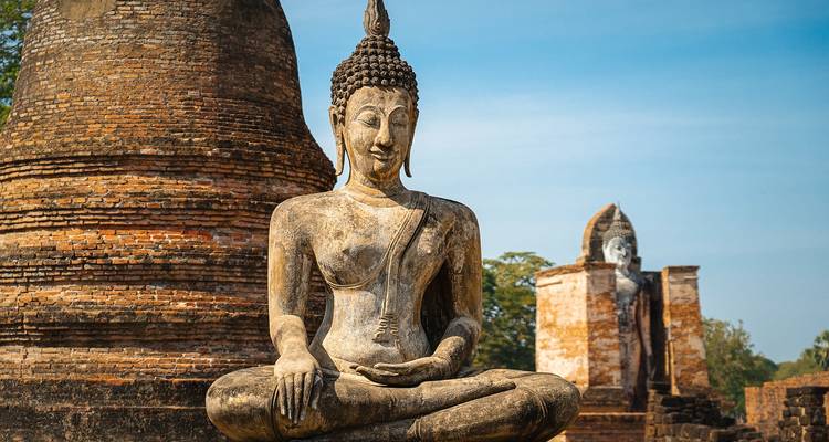 Sukhothai Historical Park with ancient Buddha images.