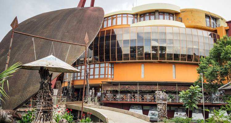 Modern building with artistic architectural features.