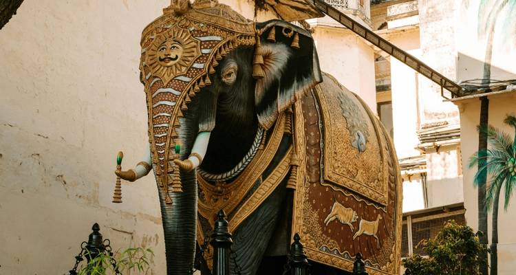 Decorated elephant statue.