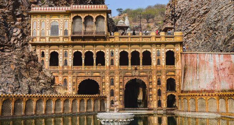 Historic temple with a reflecting pool.