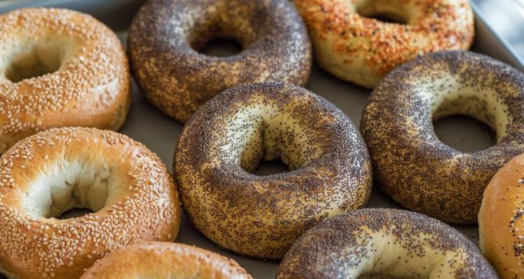Plateau de bagels montréalais assortis.