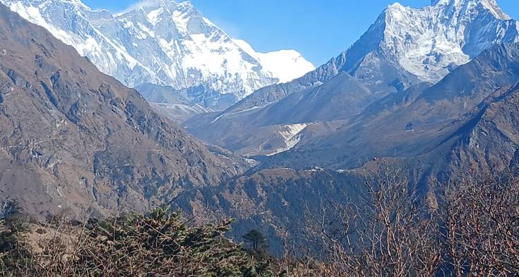 Mountain landscape with a clear blue sky.