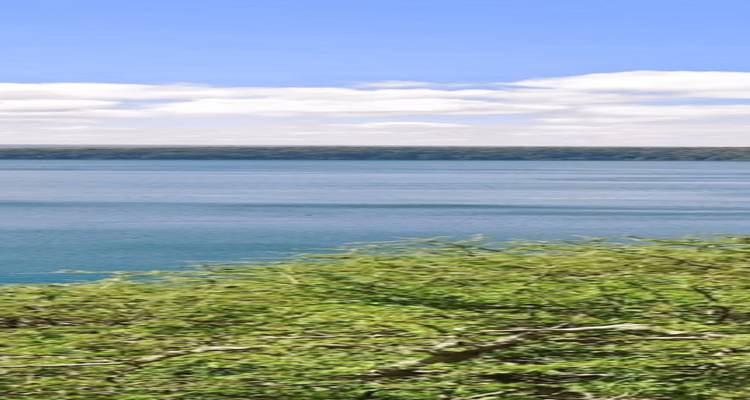 Image d'un lac avec des arbres ; l'orientation est incorrecte.