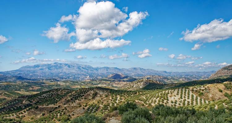 Vast landscape of rolling hills and mountain ranges.