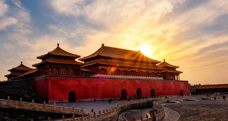 The Forbidden City in Beijing during a sunset.