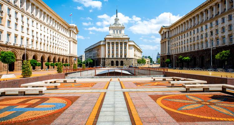 City center of Sofia with government buildings.