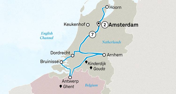 Une carte montrant un itinéraire à travers diverses villes et pays européens.