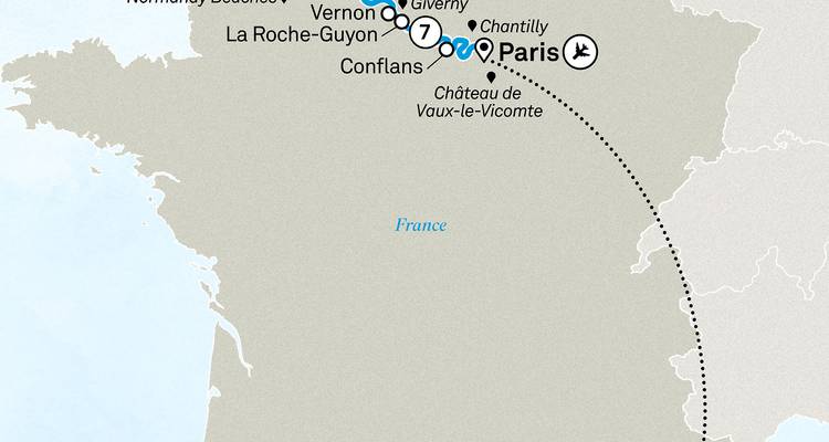 Une carte montrant un itinéraire à travers diverses villes et pays européens.