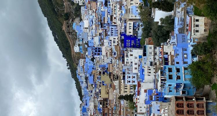 Panorama des bâtiments bleus de Chefchaouen.