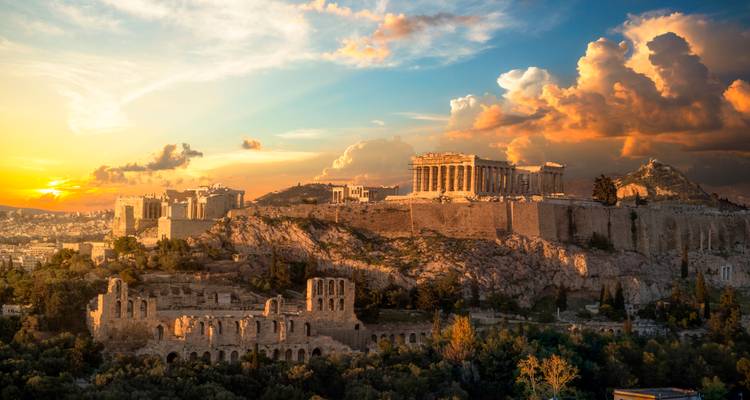 The Acropolis at sunset.