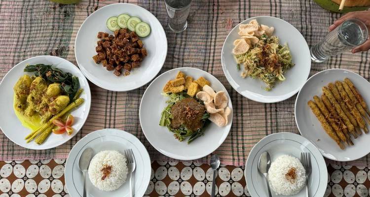 Assortment of traditional dishes spread on a table.