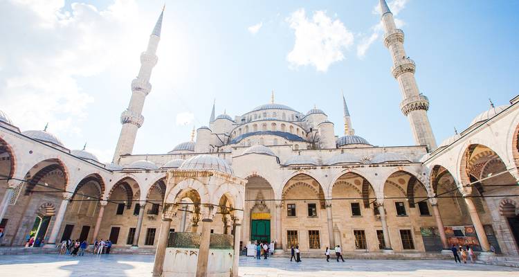 The Blue Mosque with its iconic domes and minarets.