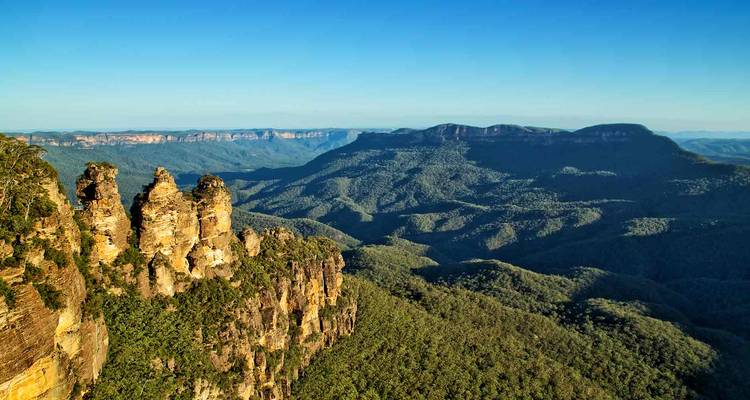 Paysage des Montagnes Bleues avec vues lointaines.