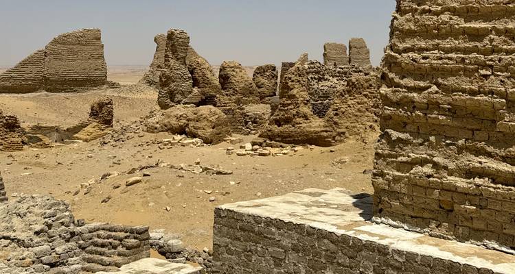 Ancient ruins in a desert landscape