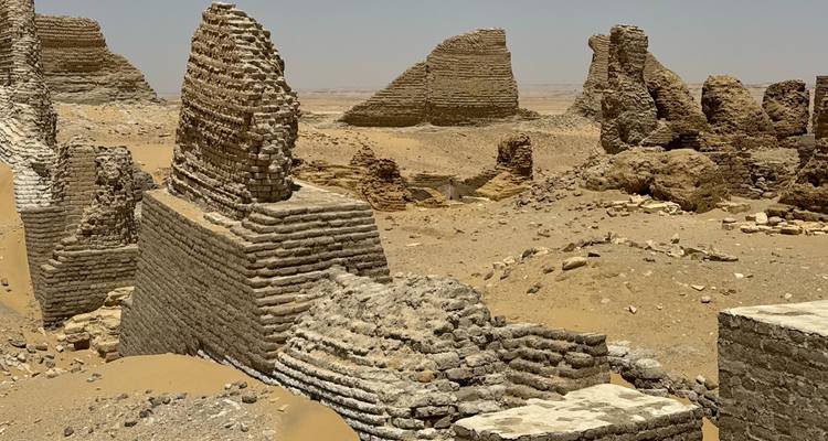 Rugged ancient structures in desert