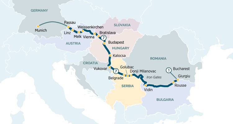 Een kaart die een reisroute door verschillende Europese steden toont.