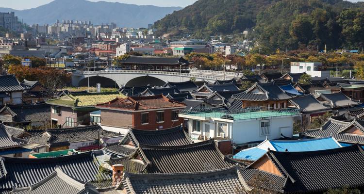 Traditionelle Häuser im Jeonju Hanok-Dorf.