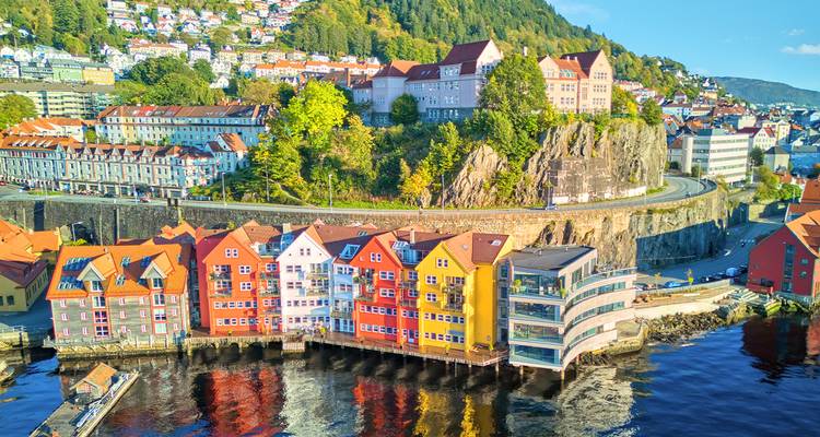 Colorful hillside homes overlooking a body of water.