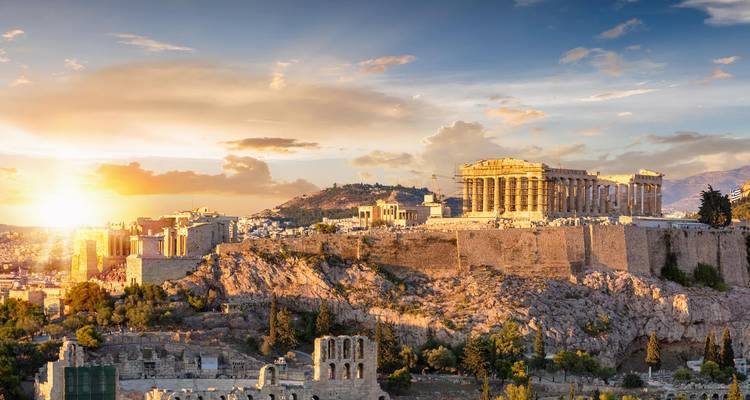 Athens Acropolis at sunset.