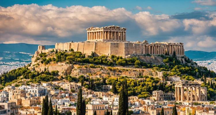 L'Acropole sur une colline surplombant Athènes, Grèce.