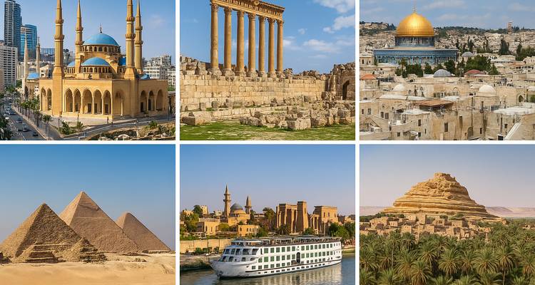 Collage de monuments célèbres avec une architecture diversifiée.