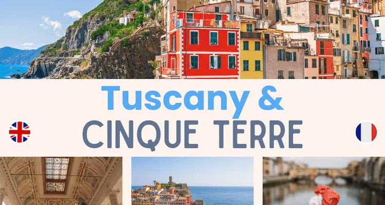 Collage avec texte sur la Toscane et les Cinque Terre.