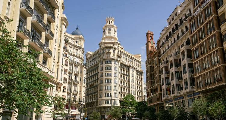 Valencia's modernist buildings with clear skies.
