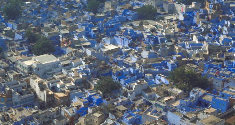 Luftaufnahme der blauen Stadt Jodhpur.