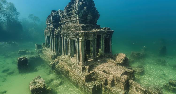 Ruinas de templo antiguo submarino.