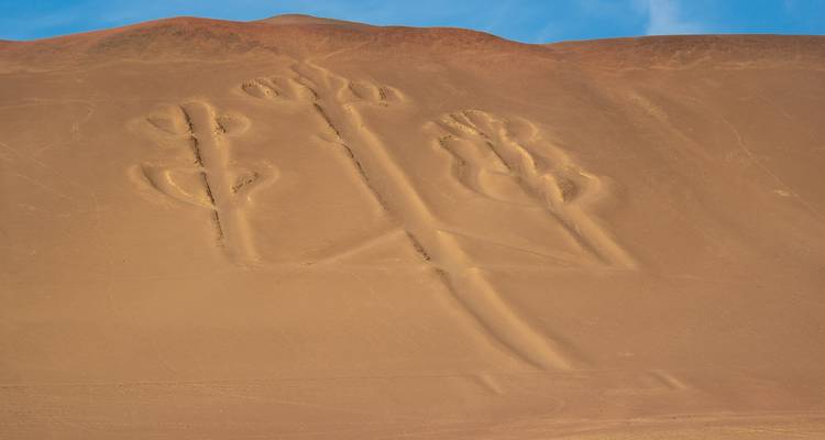 Un gran geoglifo tallado en una colina arenosa.