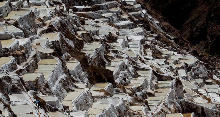 Zoutterrassen in de Heilige Vallei, Peru.