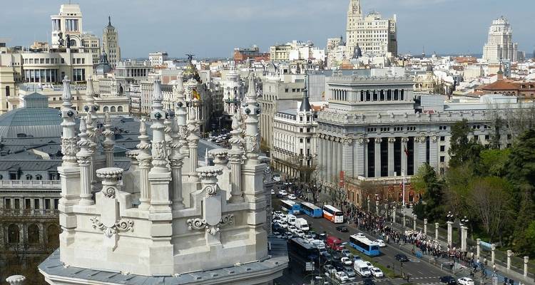 Vue aérienne du paysage urbain de Madrid et de ses bâtiments historiques.
