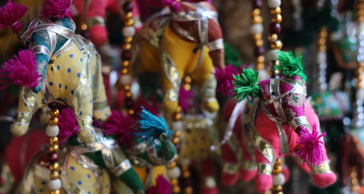 Colorful decorative hanging ornaments.